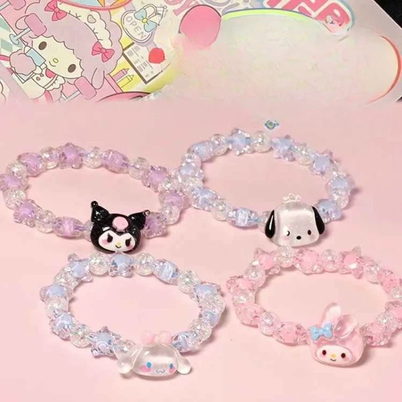 

Anime Cartoon Kawaii Sanrio 2026 Melody Crystal Couple Bracelet Send To Bestie Birthday Gift Bracelet Children's Day Exquisite