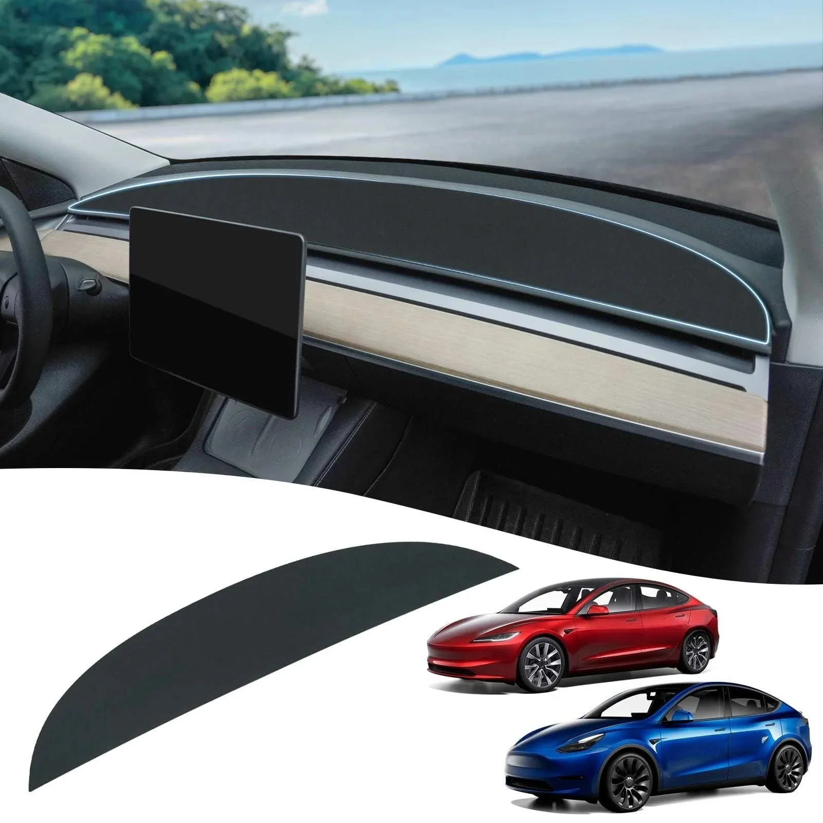 

for Tesla Model 3 Y Dashboard Cover Anti-Glare Suede Pad Sun Protection Mat for Model 3 2017-2023 Model Y 2021-2024 Accessories