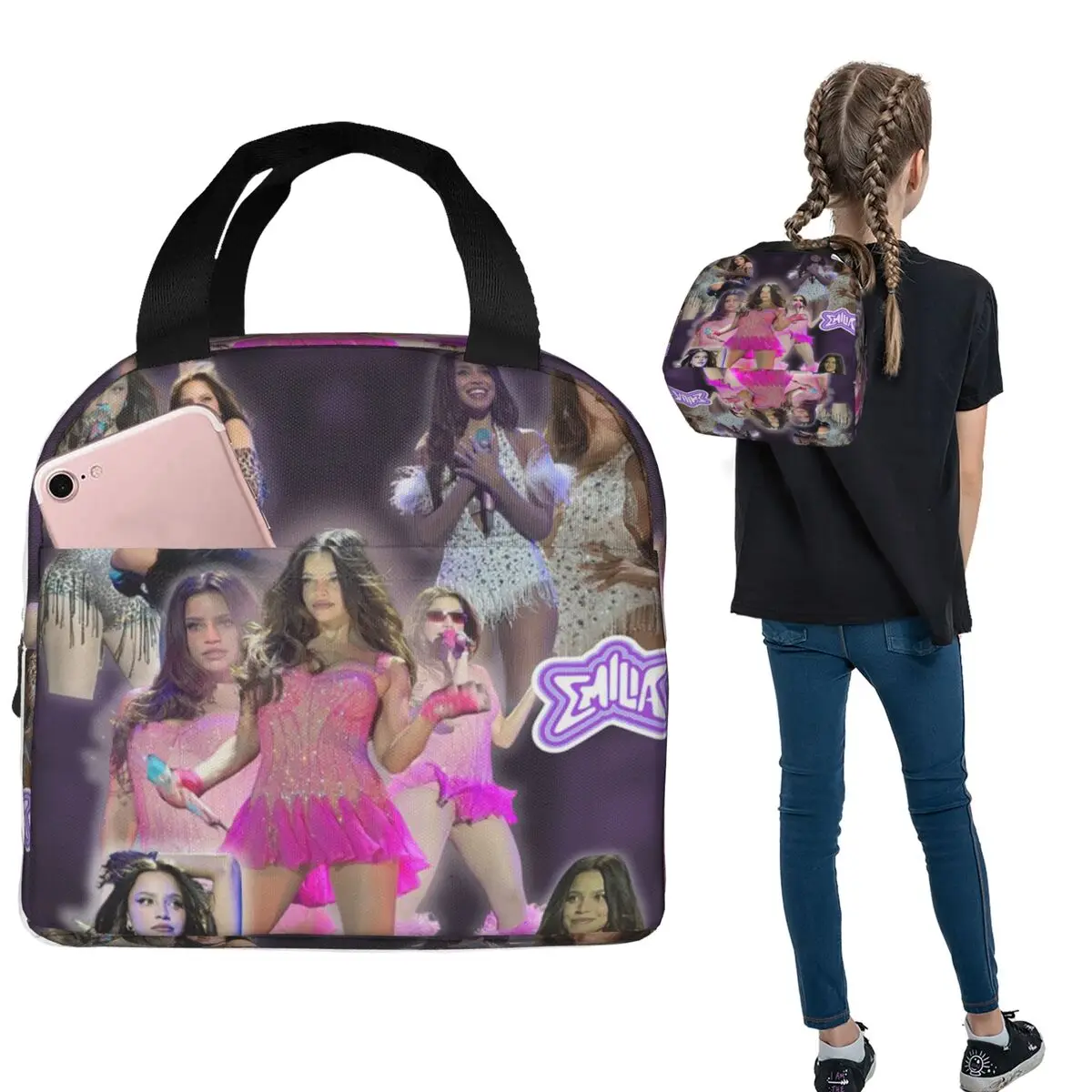 

Emilia Mernes Insulated Lunch Bag for Women Children Portable Food Boxes Thermal Lunch Box Tote