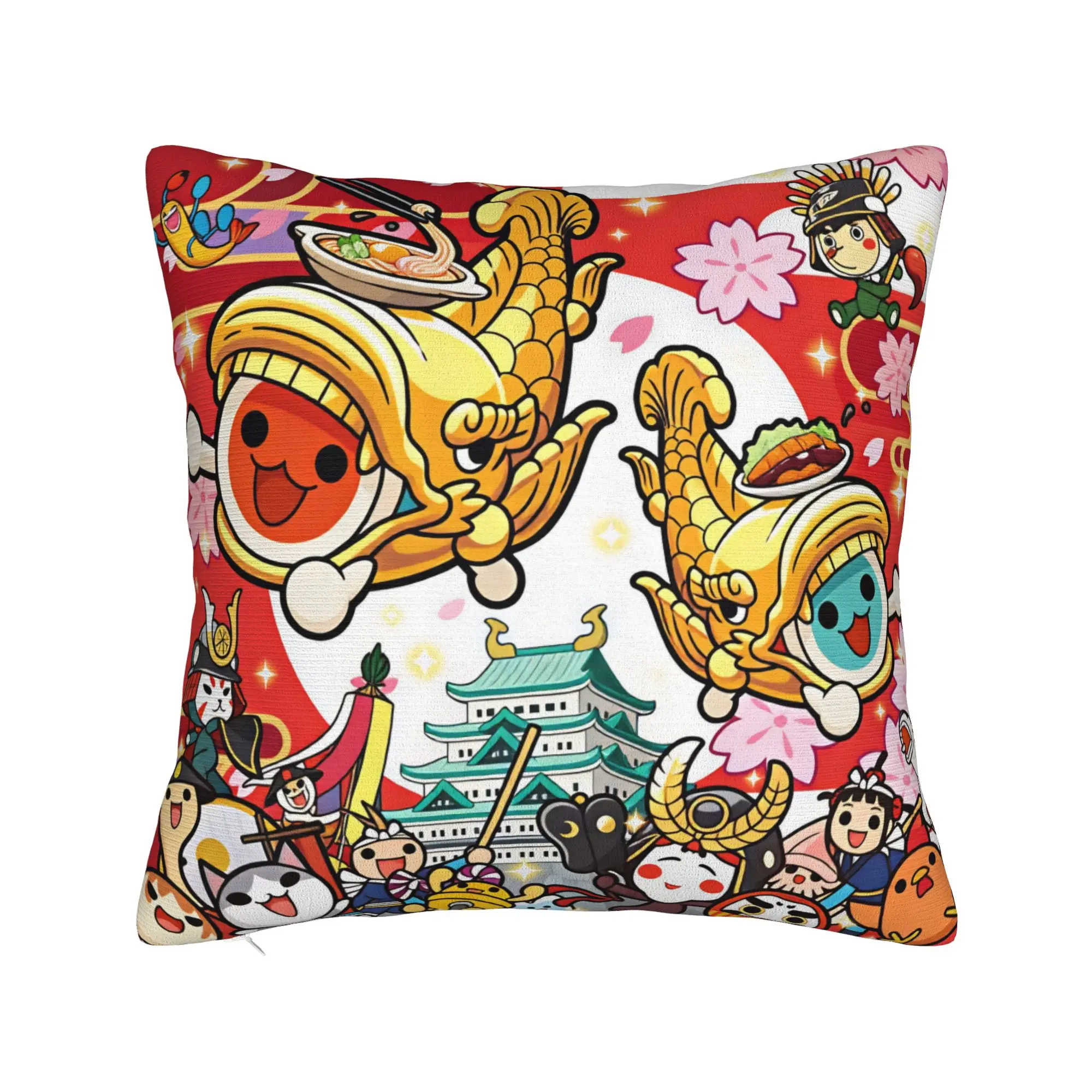 Taiko no Tatsujin Pillow Case  Retro Trendy Pillow Cover Comfy Pillowcases For Office Car Home Decor