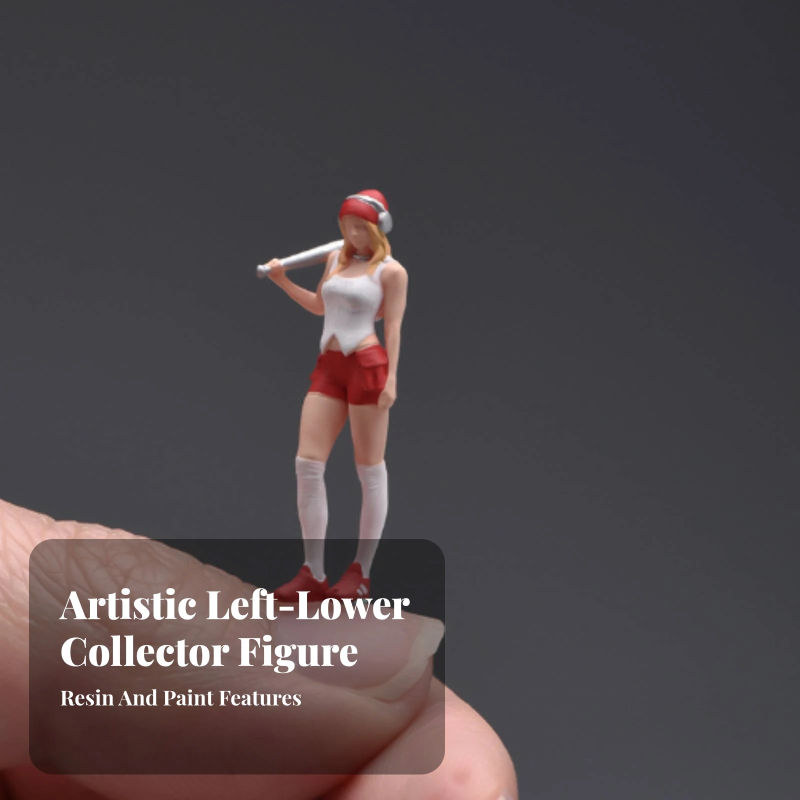 Street Style Girl Figurine Hand-Painted Miniature Figure with Baseball Club for Hobbyists, Dioramas, Car Display Layouts