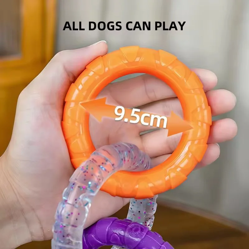 Unzerstörbares Hundezugring-Spielzeug, bissfest, zur Reinigung der Backenzähne, interaktives Zerrspiel, zur Linderung von Langeweile, Kauspielzeug für Haustiere – Detail 3