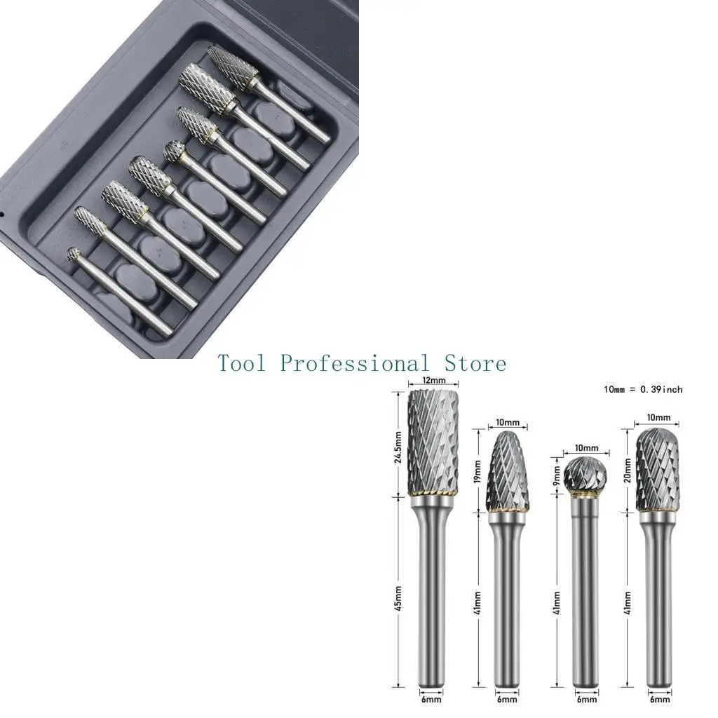 

57QF Head Bur Set Mini Diamond Tip Bur Material Alloy Grinding Accessories