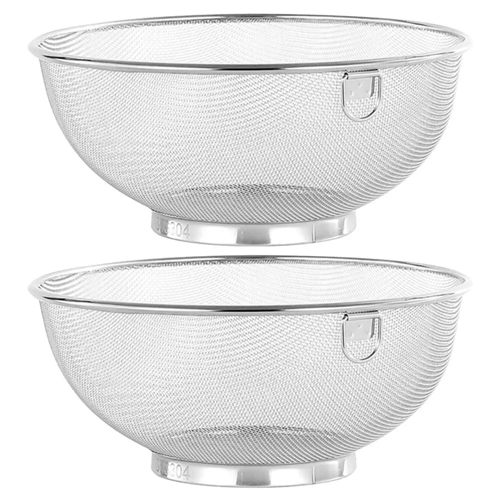 

Набор из 2 шт. сит из нержавеющей стали с мелкой сеткой для фильтрации масла, для кухни, приготовления пищи, жарки, соевого молока, соков, фильтрации продуктов
