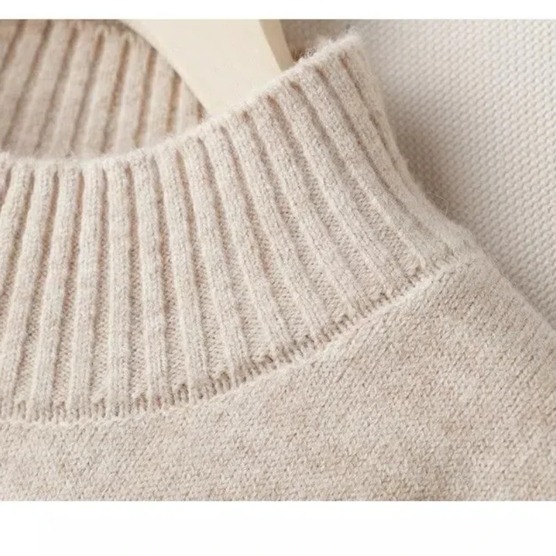 Pull au crochet géométrique pour femme, col mi-haut, manches longues, vêtements pour femmes, pull de bureau, coréen, automne, hiver