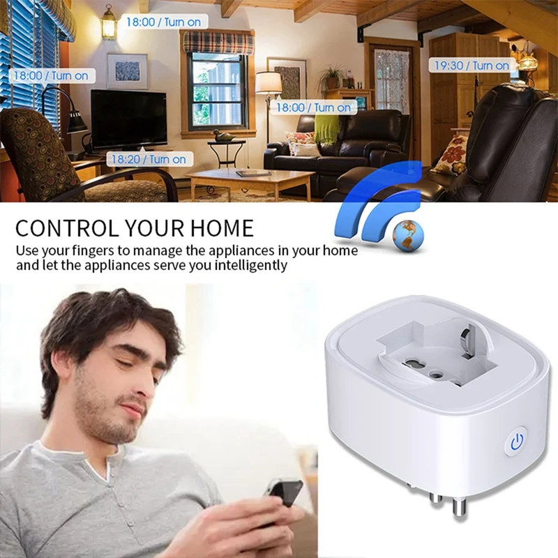 เต้าเสียบปลั๊กอัจฉริยะไวไฟ Tuya 1ชิ้นฟังก์ชั่นจับเวลาหน้าจอ16A เต้าเสียบควบคุมแอปสำหรับ Alexa Google Home อิตาลี