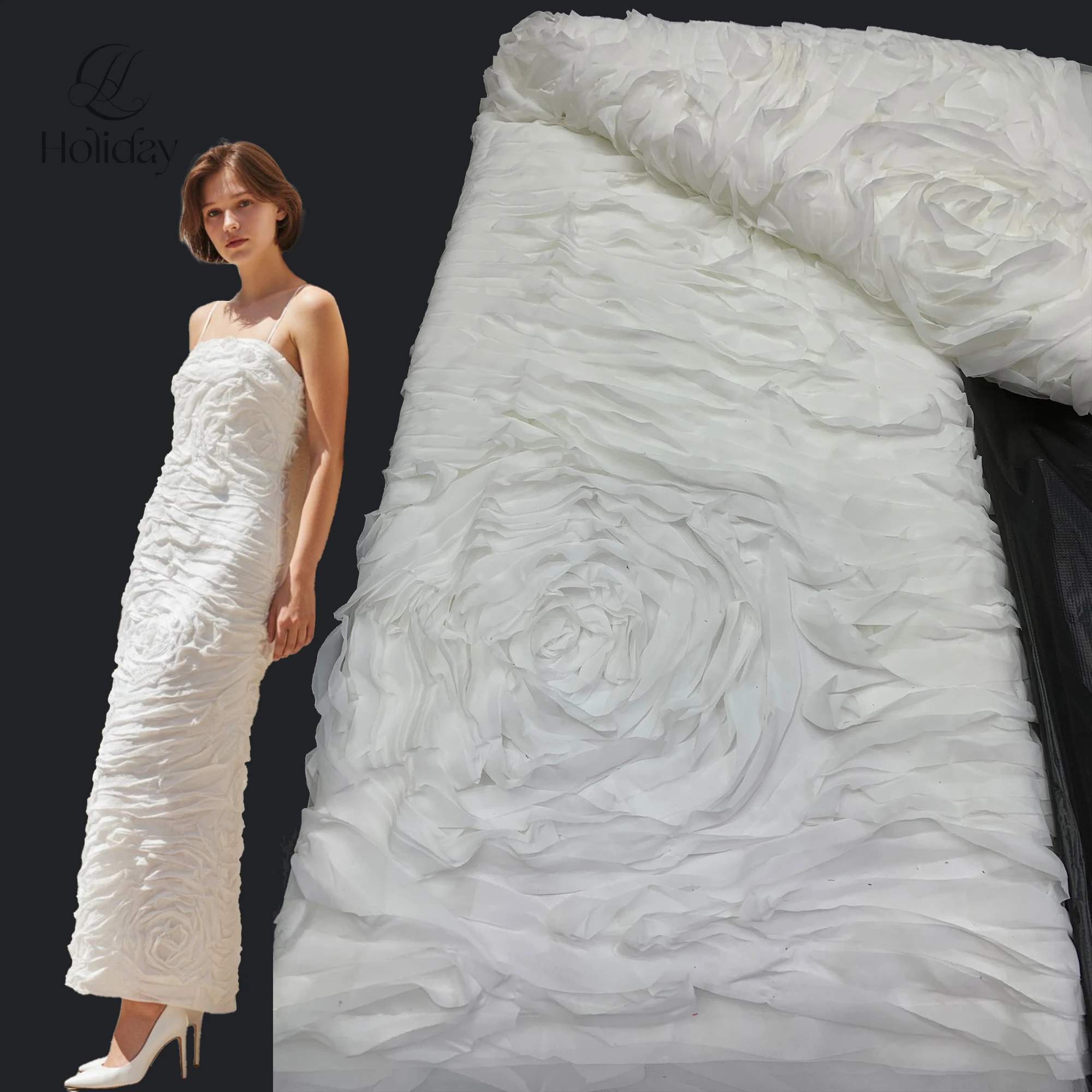 Luxurious New Chiffon: Intricate Layered Texture for High - end Use，with Delicate Floral Texture: