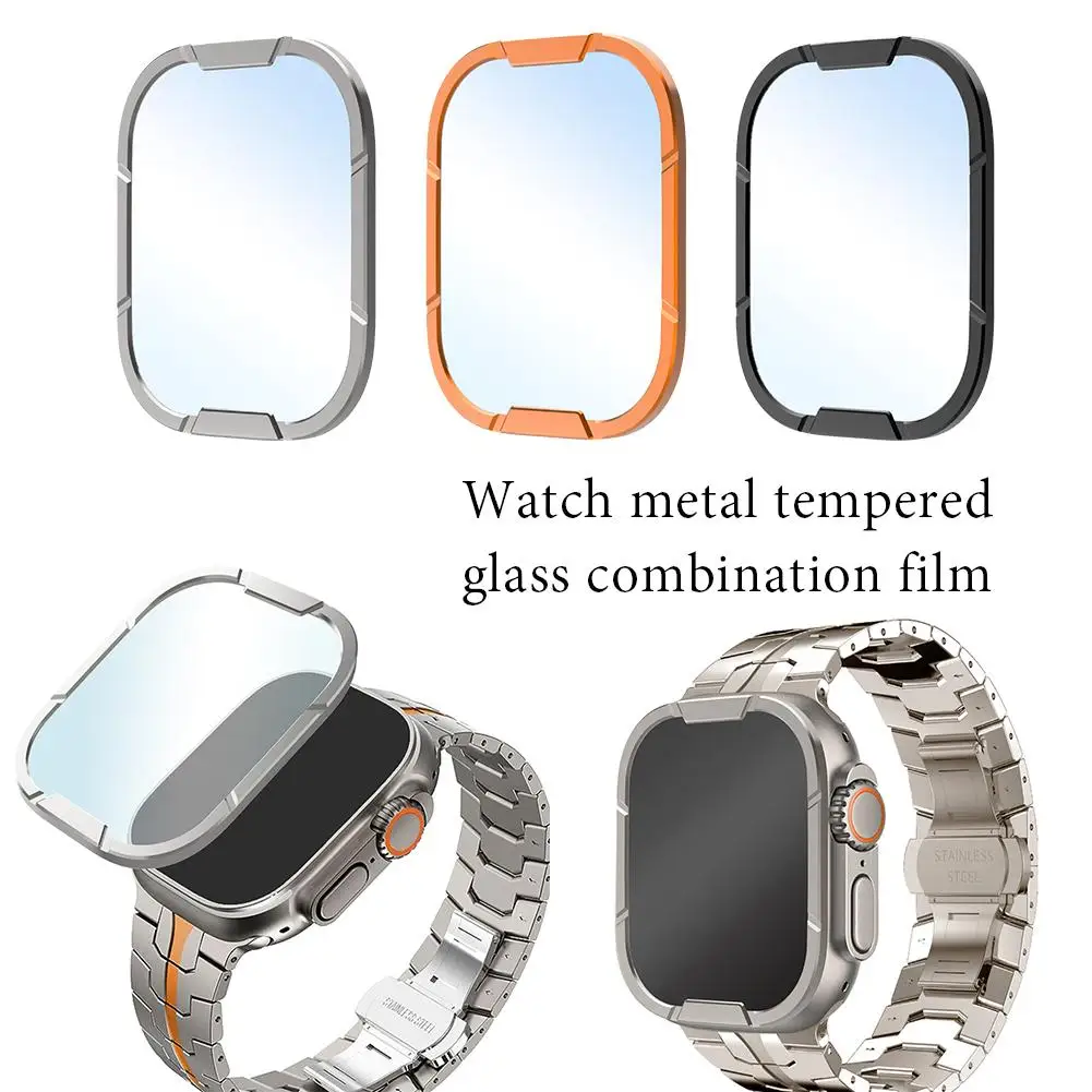 Screen Protector For Apple Watch10 Ultra2 Metal Frame Film Anti-Scratch Tempered Glass Combination Film Protect Accessories V1X5