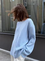 Wolfeel Autumn Winter New Women's Cotton Sweater Backless Design Loose Knit Pullover Jumper Fashionable Commuting Sweater - Image 3