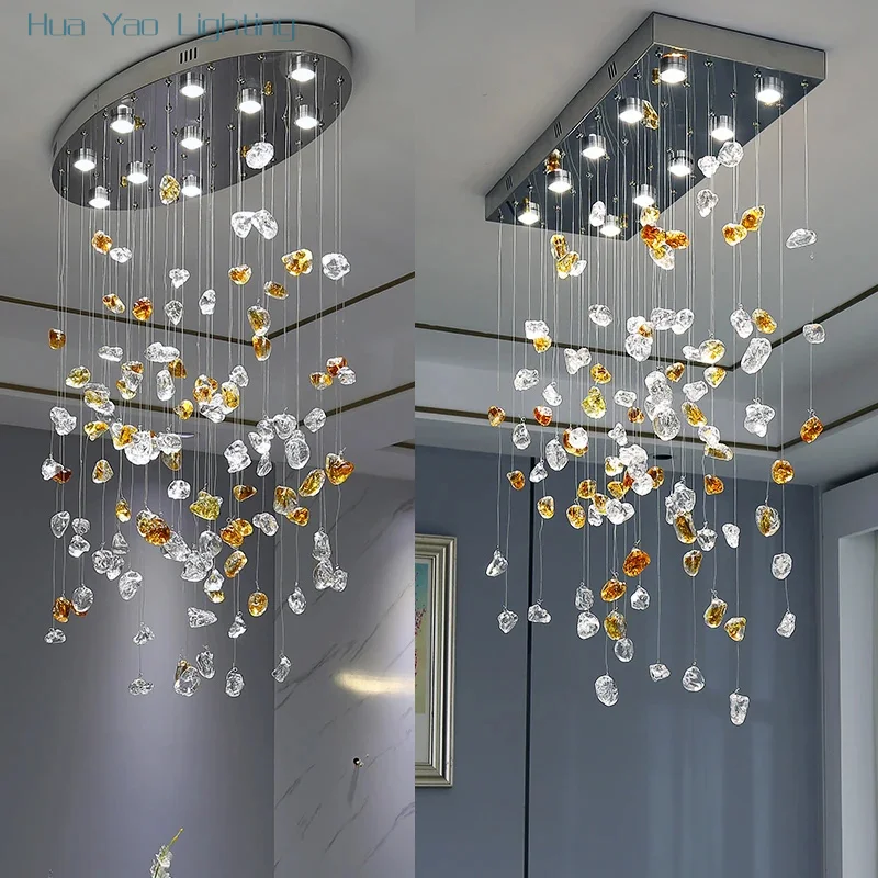 Special shape stone restaurant chandeliers glass home designer art Pendant Chandelier Lighting Light luxury Living Room led lamp