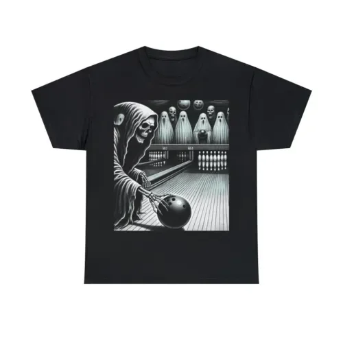 Vintage Retro T Shirt Bowling Tee Club Grim Reaper Ghost Bowling Alley League T-shirts For Men Clothing Women Short Sleeve Tees