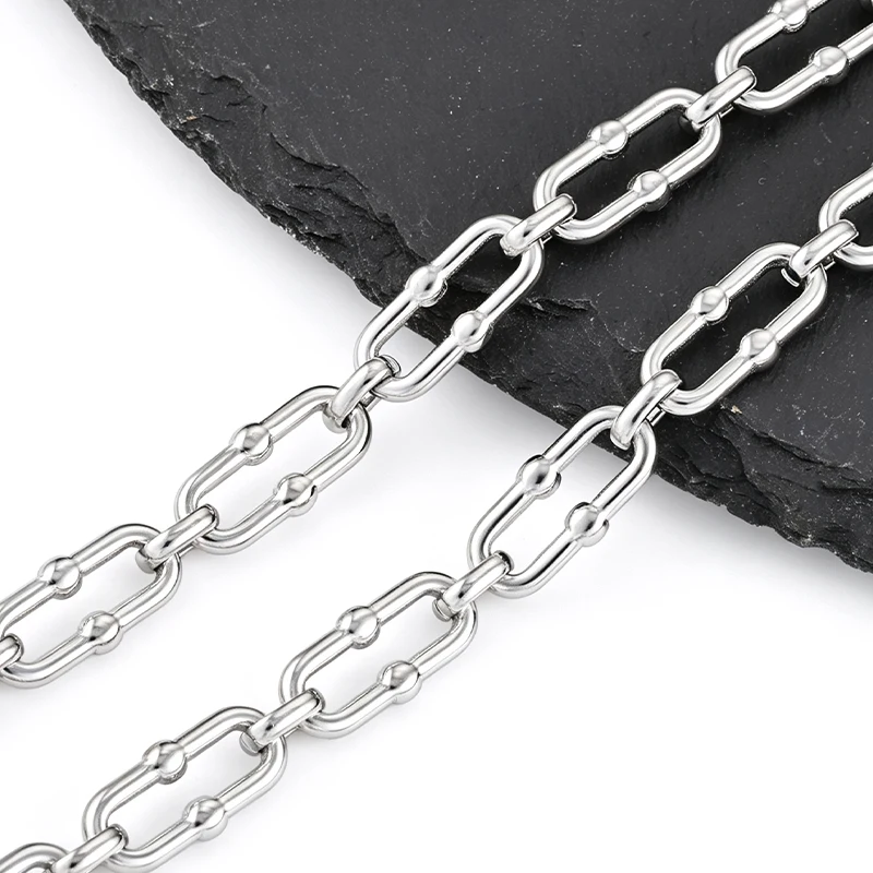 1 M Stainless Steel Handmade Double‑bead Rectangle Link Chain DIY Necklace Bracelet Handcraft Jewelry Making Accessories