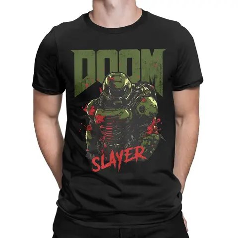Funny DOOMS SLAYERS T-Shirts for Men O Neck 100_ Cotton T Shirt Dark Ages Short Sleeve Tee Shirt Gift Idea Clothes