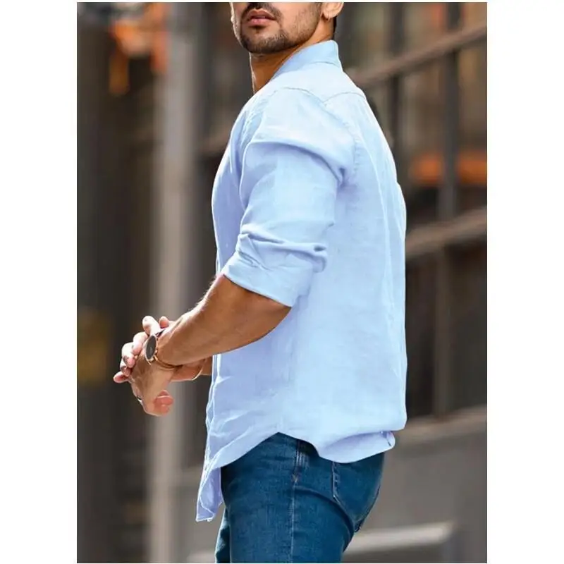 

Men's Cotton White Shirt Aloha Long Sleeve Standard Fit Youth Fashion Breathable Skin-Friendly Four Seasons Casual Shirt