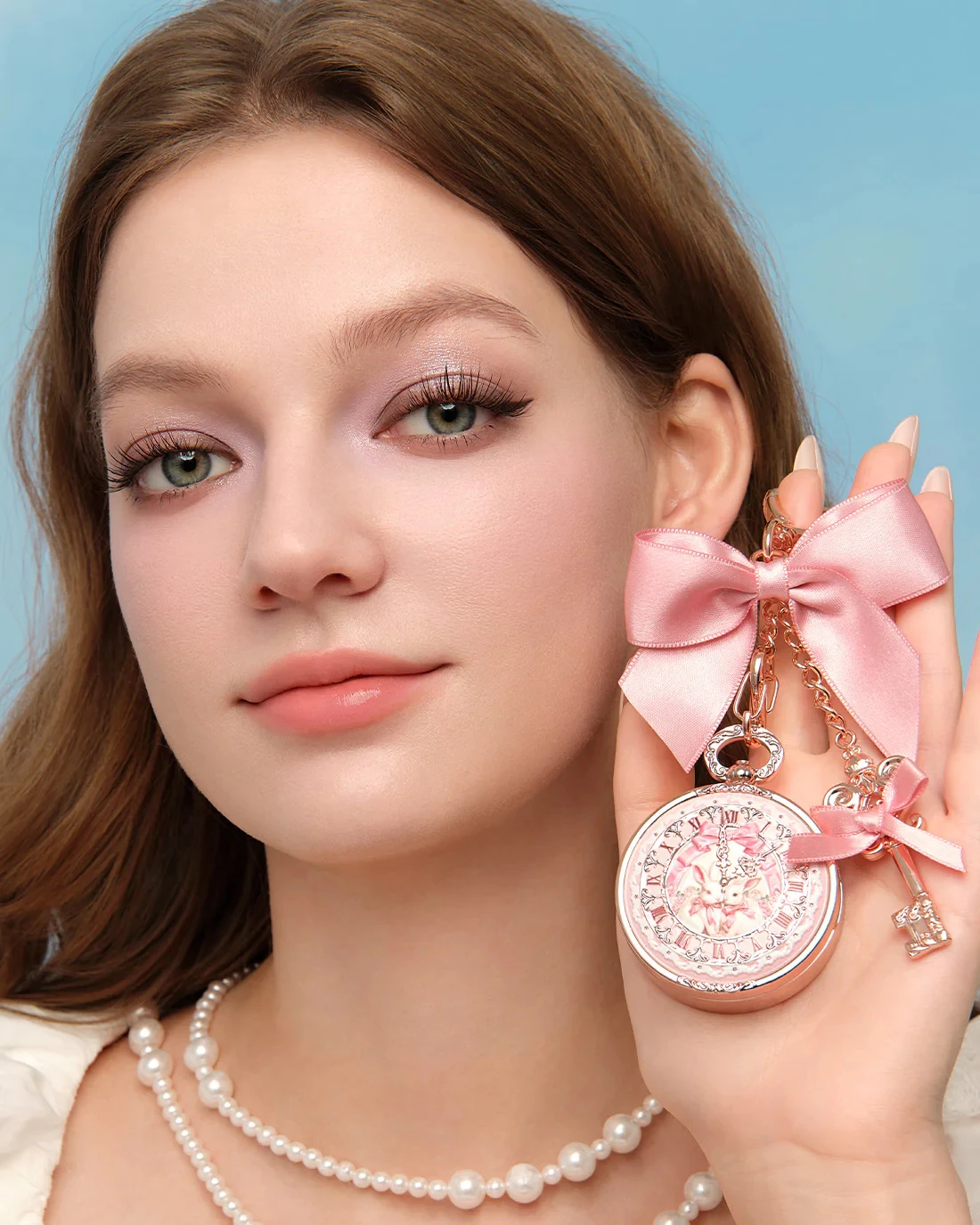 플라워 노우 버니 가르드 미니 메이크업 미러 핸드헬드 보습 립밤 화장품 도구 시리즈