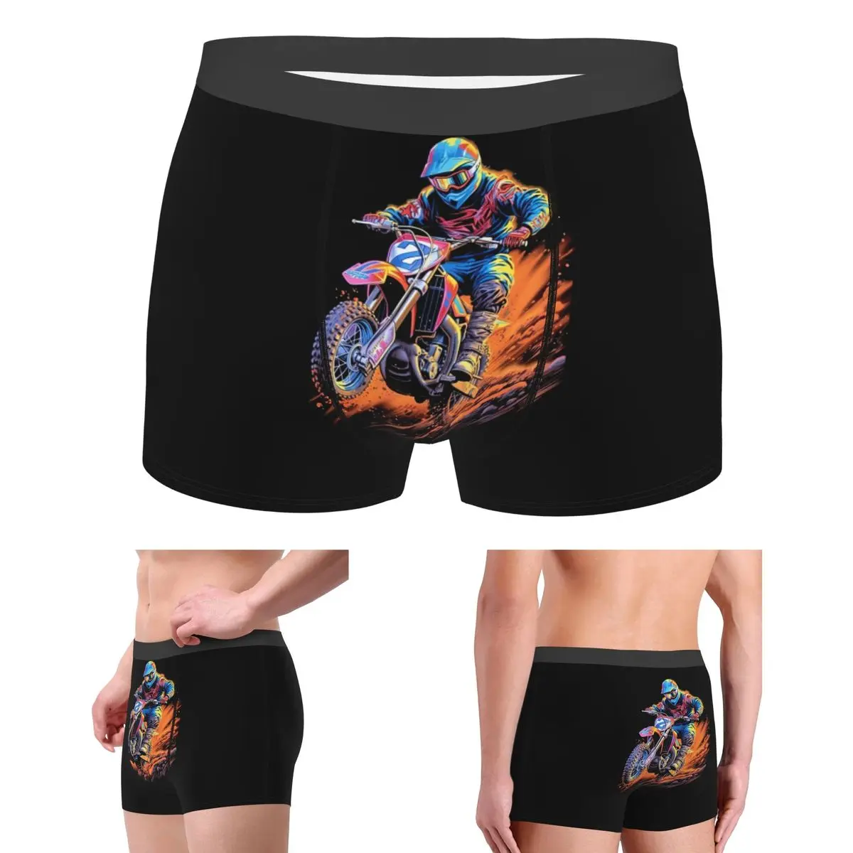 

Boxer Underpants Shorts Motocross Dirt Bike In Action Panties Men Comfortable Underwear for Homme Man Boyfriend Gifts