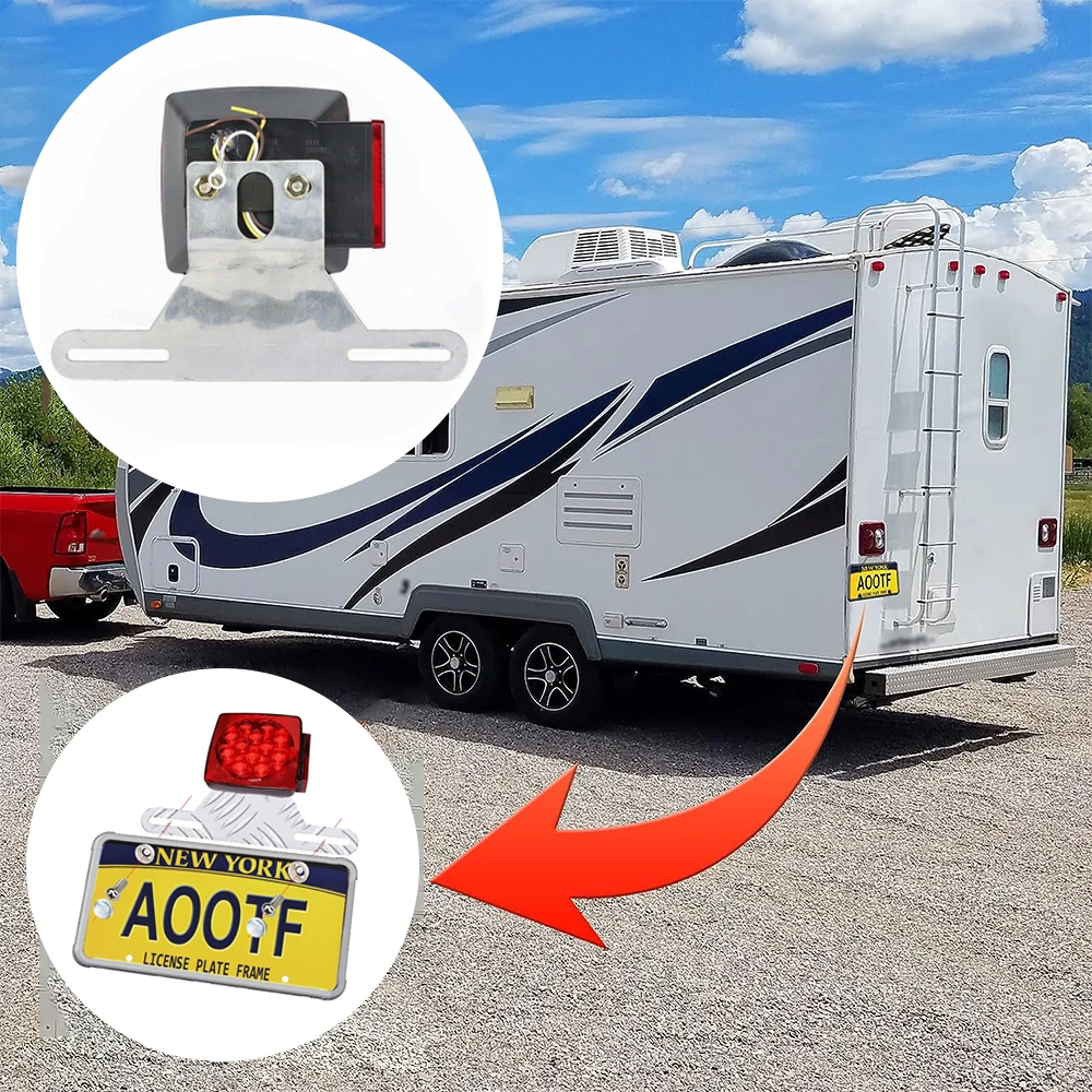 

Trailer License Plate Bracket Holder Truck/RVs/Boats Aluminum Car Tag Frame,Universal License Plate Light Mounting Kit