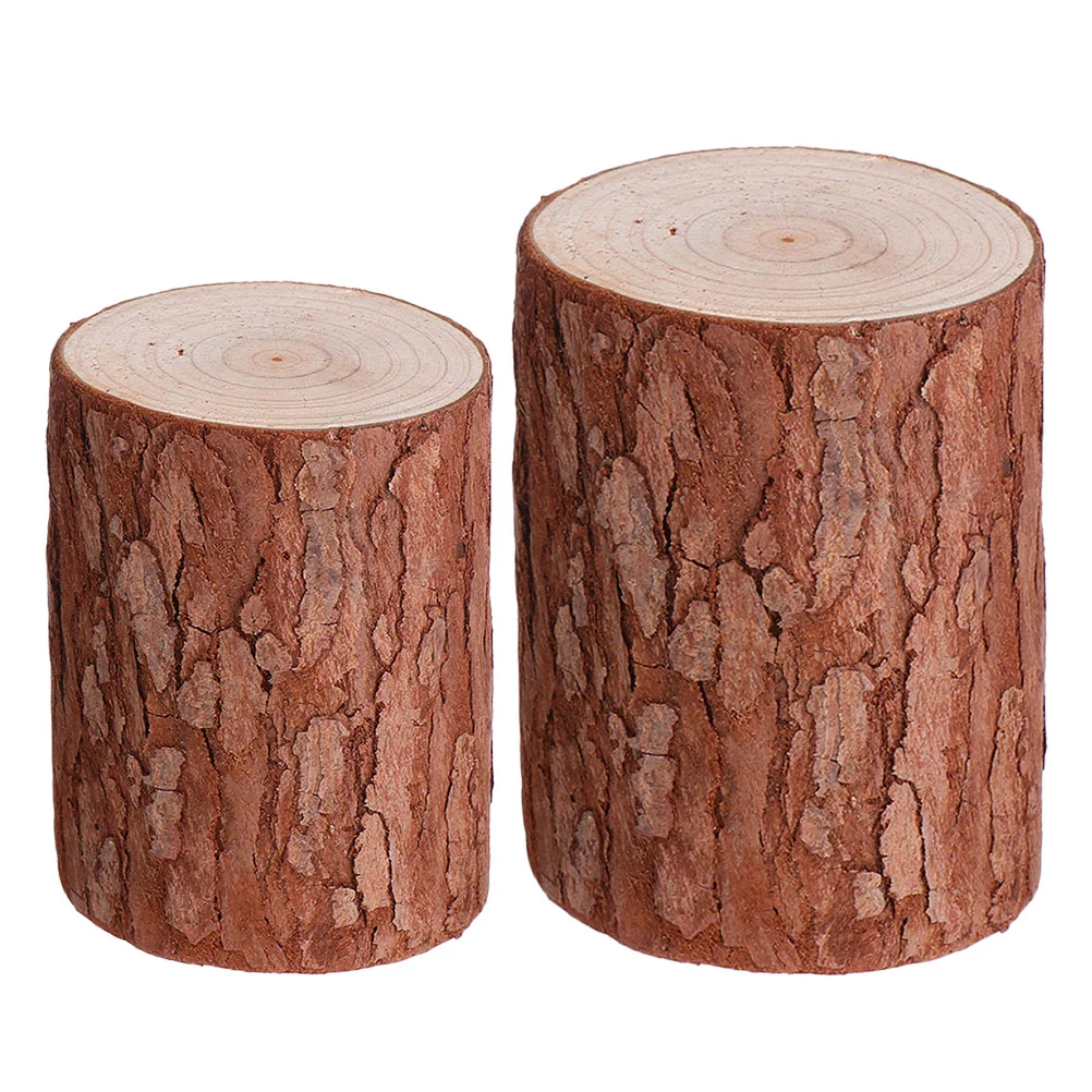 

2 Pcs Wood Pile Props Decoration Toy Model Fir Stool Chinese Wooden Scene Stump