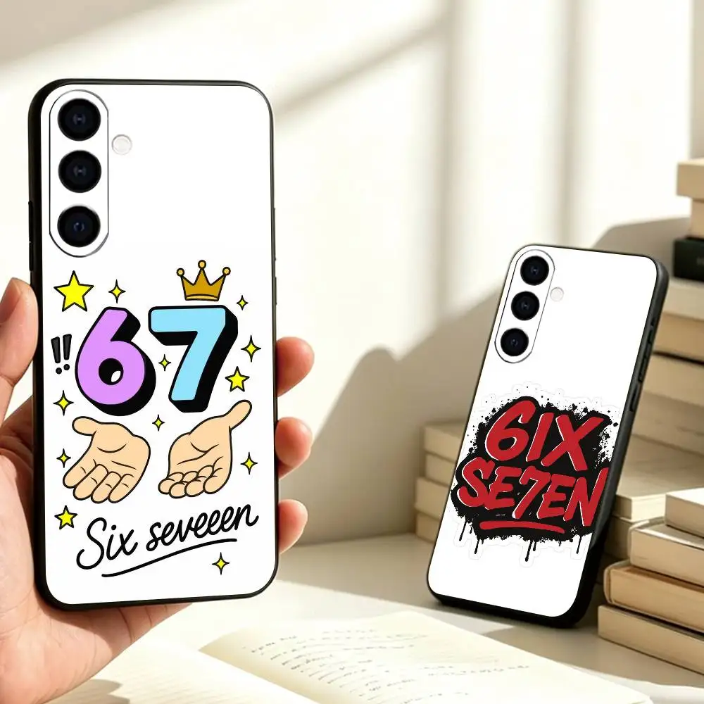 Six Seven 6 7  Phone Case For Samsung Galaxy A73,A72,A71,A70,A53,A52,A51,Soft Silicone Black Cover Gift