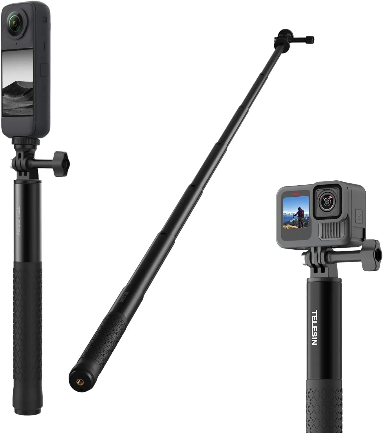 60 Inch Portable Extendable Selfie Stick Monopod, Compatible with DJI, Insta360 Luna Ultra, GoPro Cameras for Vlogging Travel