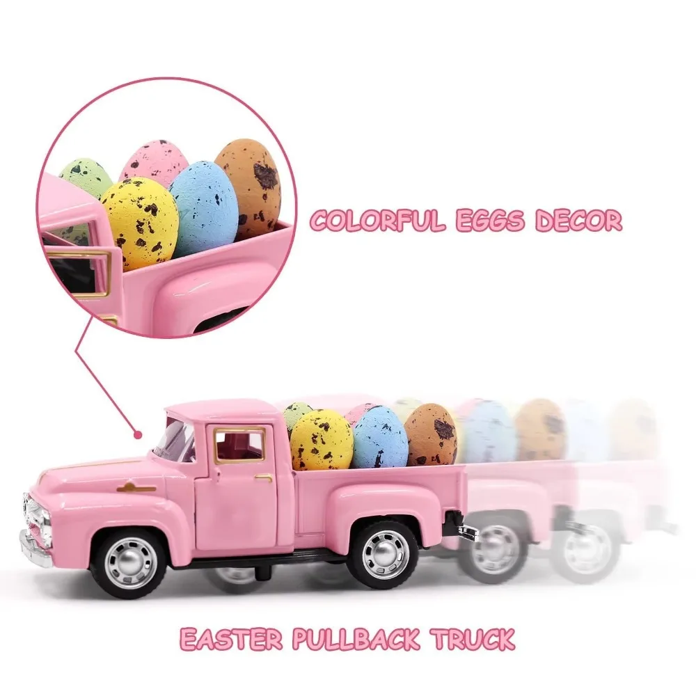 Creativiteit Mini Paasei Truck Model 12,5 CM Metalen Paaswagen Model Met 5 Eieren Duurzaam Pasen Vintage Pickup