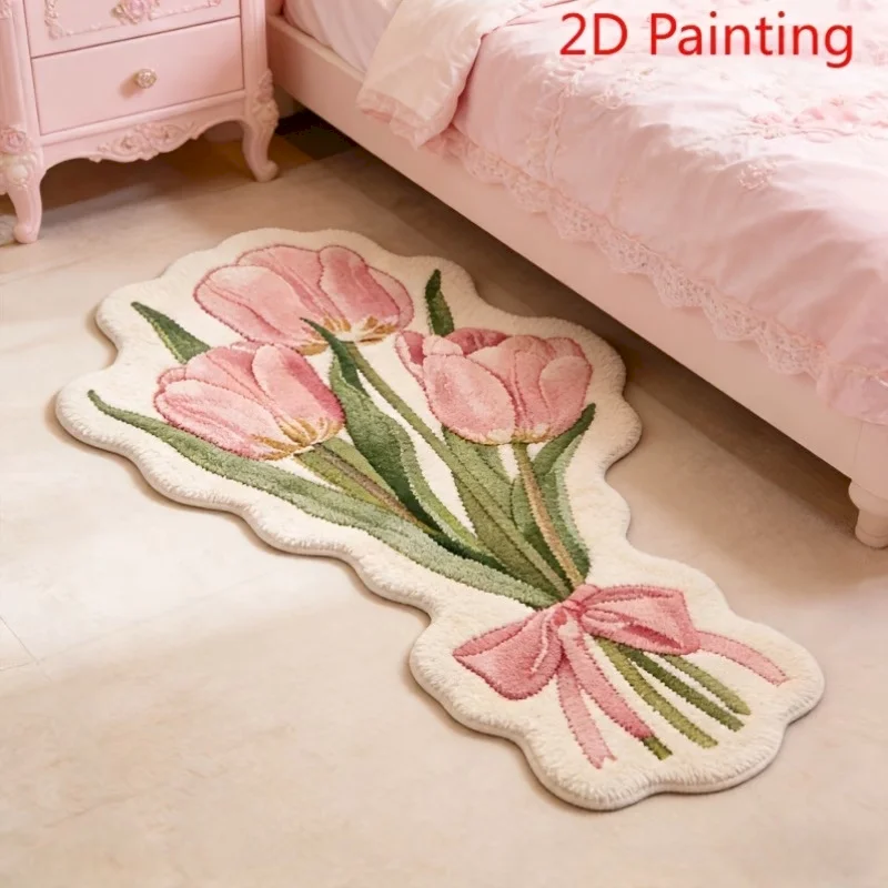 VIKAMA Irregular Bouquet Flower Area Carpet, Plush Soft And Fluffy Floor Mat, Anti Slip And Absorbent Carpet For Home Decoration