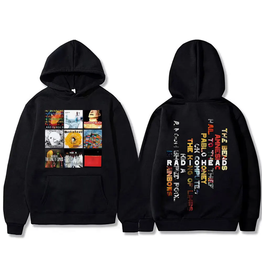 

90s Rock Band Radiohead Music Album Cover Graphic Hoodie Men Women Hip Hop Gothic Oversized Sweatshirt Men's Vintage Streetwear