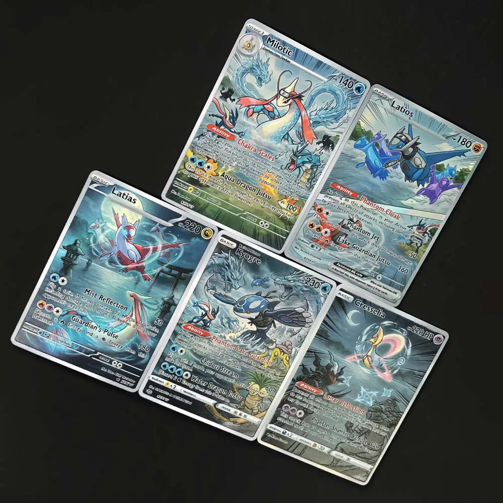 5Pcs Mixed Trading Card Latios Kyogre Cresselia Rare Holo Card Collection Present For Boy Hobby  Gift Battle Card