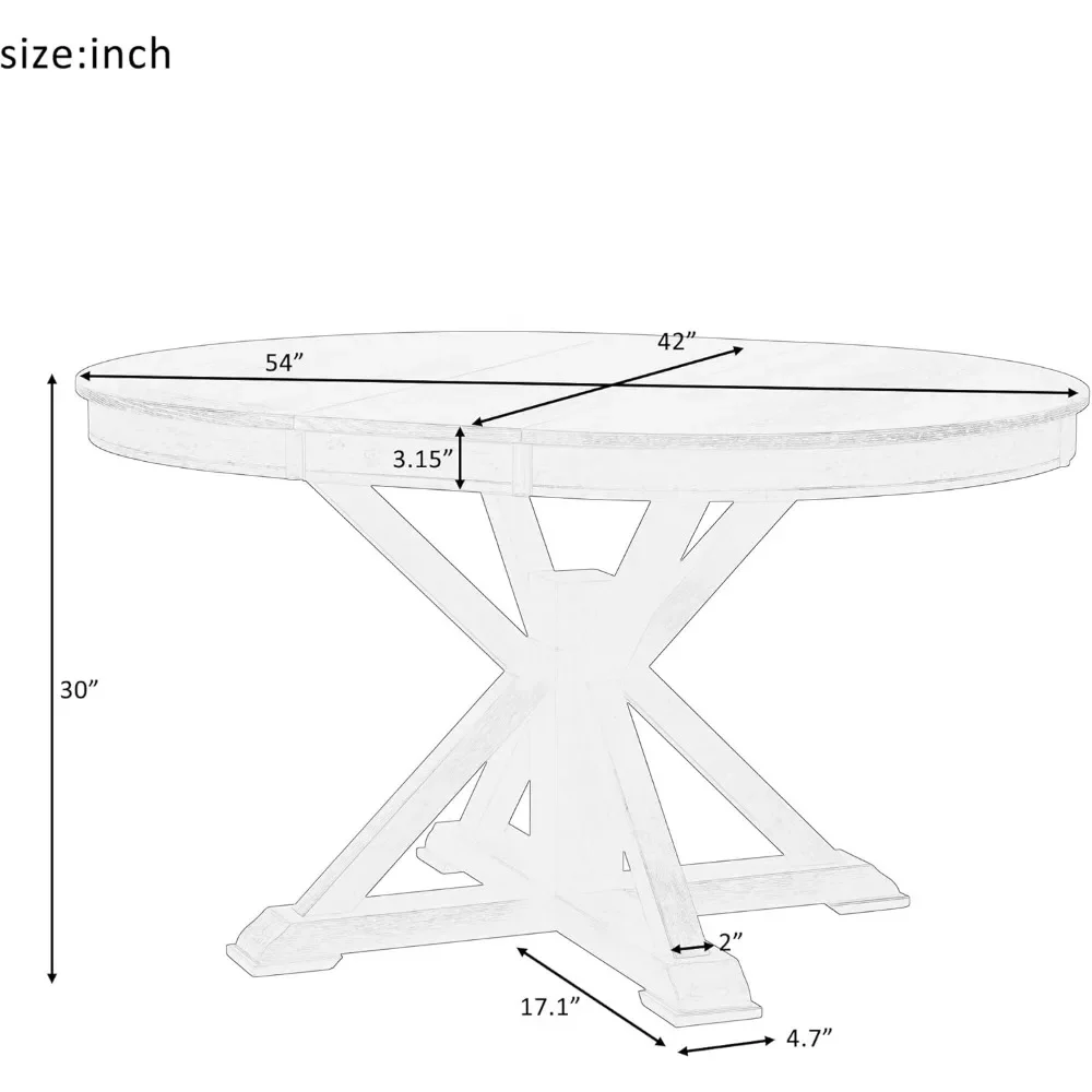 Круглый выдвижной обеденный стол, обеденный стол из массива дерева для 4 6 с 12-дюймовым деревенским листом в деревенском стиле для декора кухни в деревенском доме
