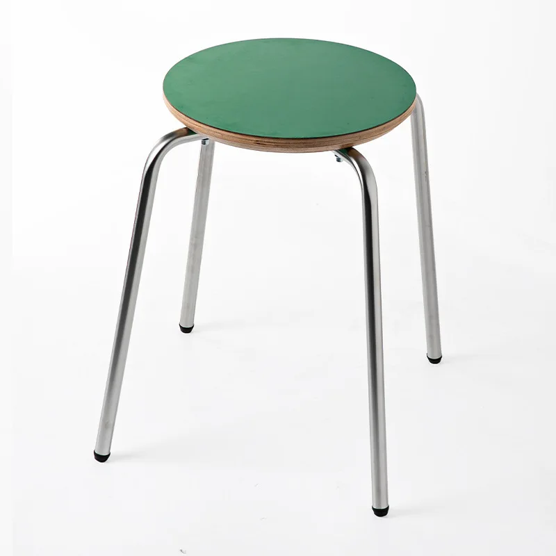 

Dining stool small apartment living room stainless steel green makeup stool wood