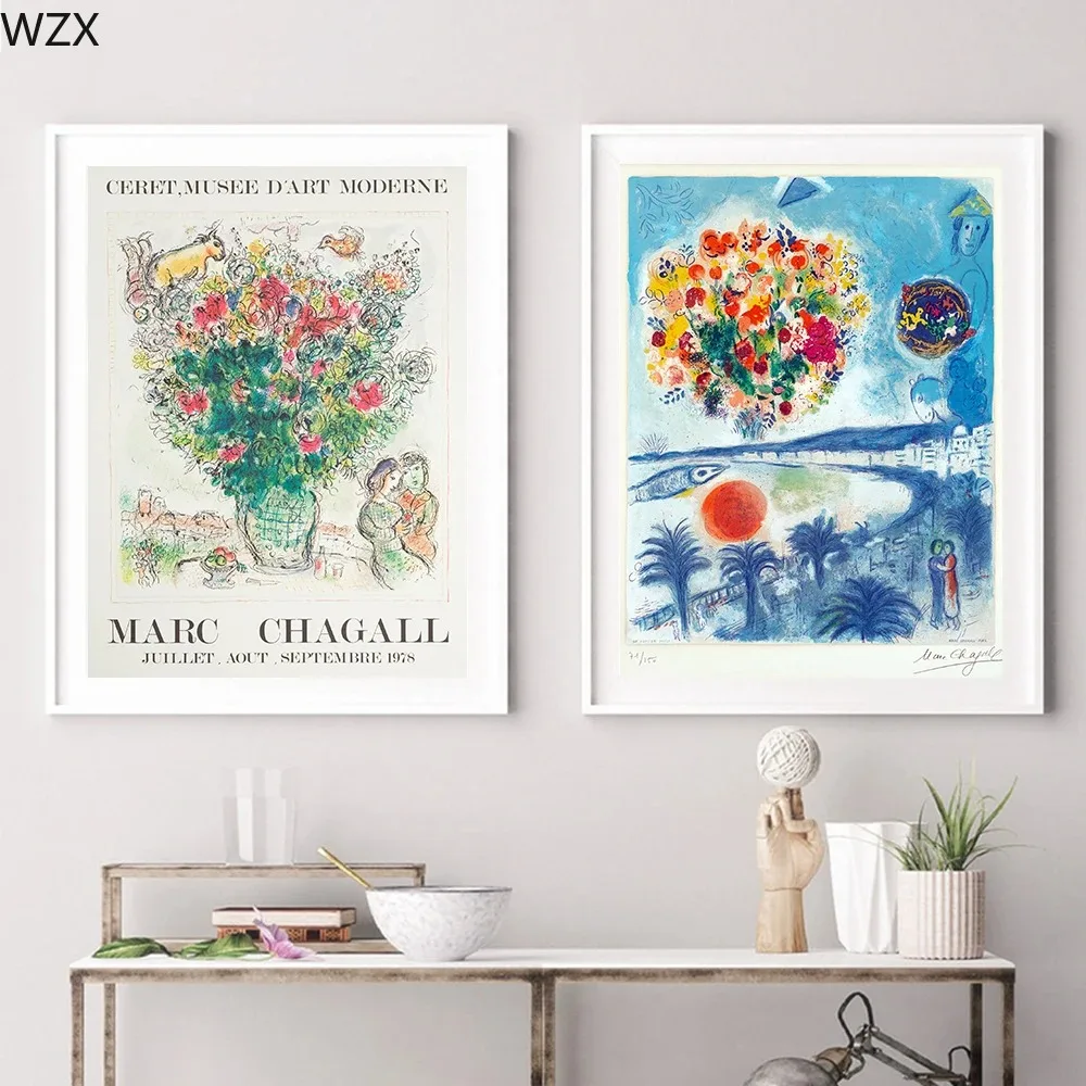 Marc Chagall Fashion Retro Posters And Prints Abstract Sunset Wall Art Canvas For Living Painting Pictures  Room Home Decor