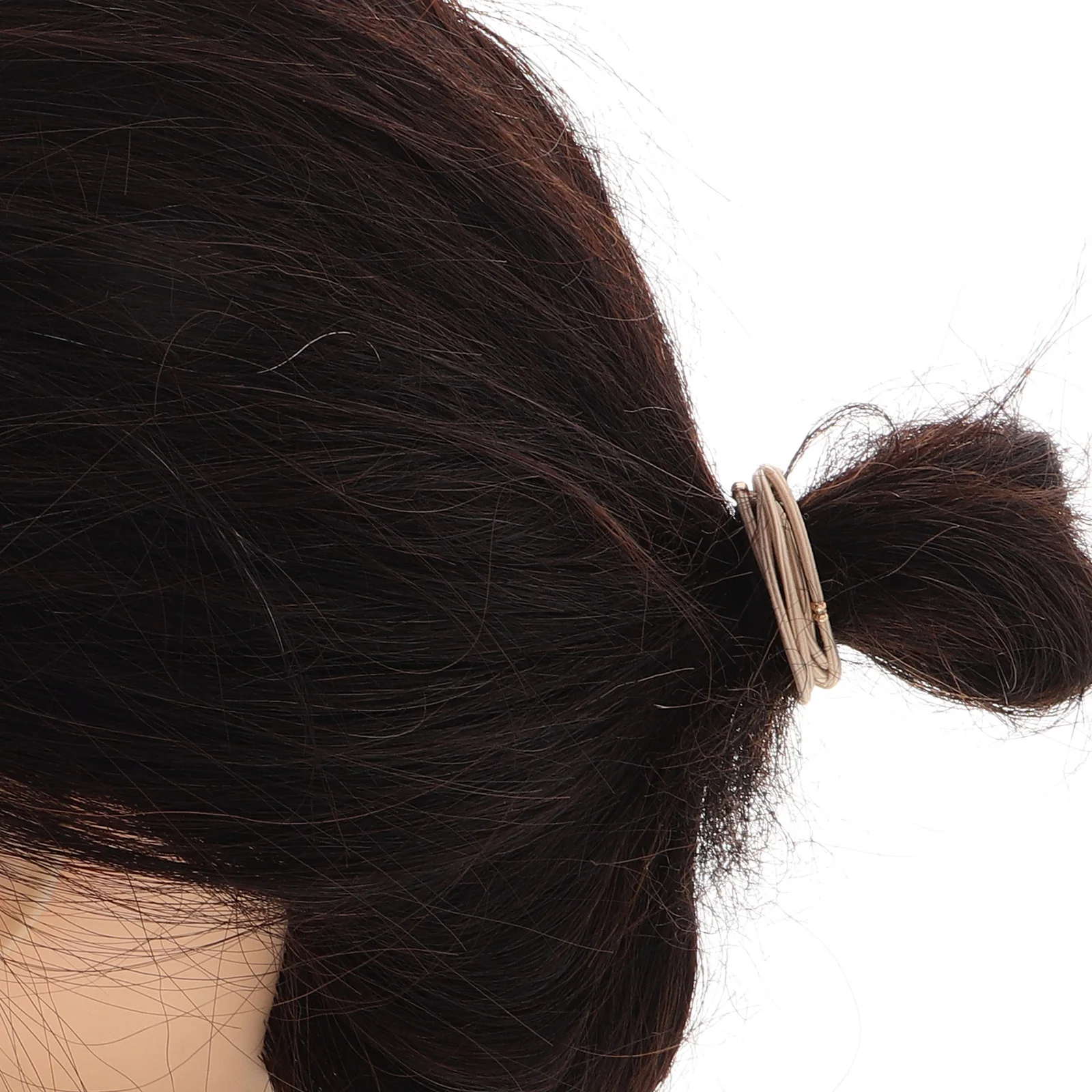 

10 pcs Beaded Hair Circle Elastic Rubber Bands Black Brown Decor Ponytail Holder Stretchy Ties Women Hair Tools