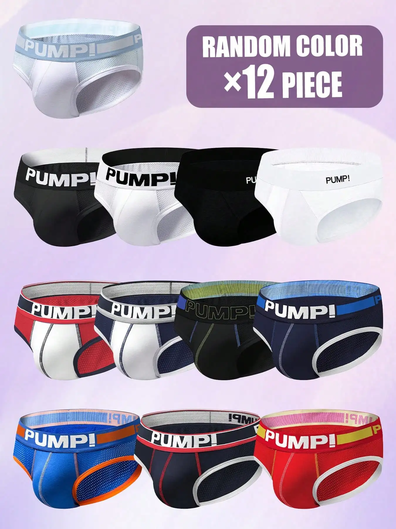 

Mens Comfort Briefs Solid Color Elastic Waist Underwear 12 Pieces