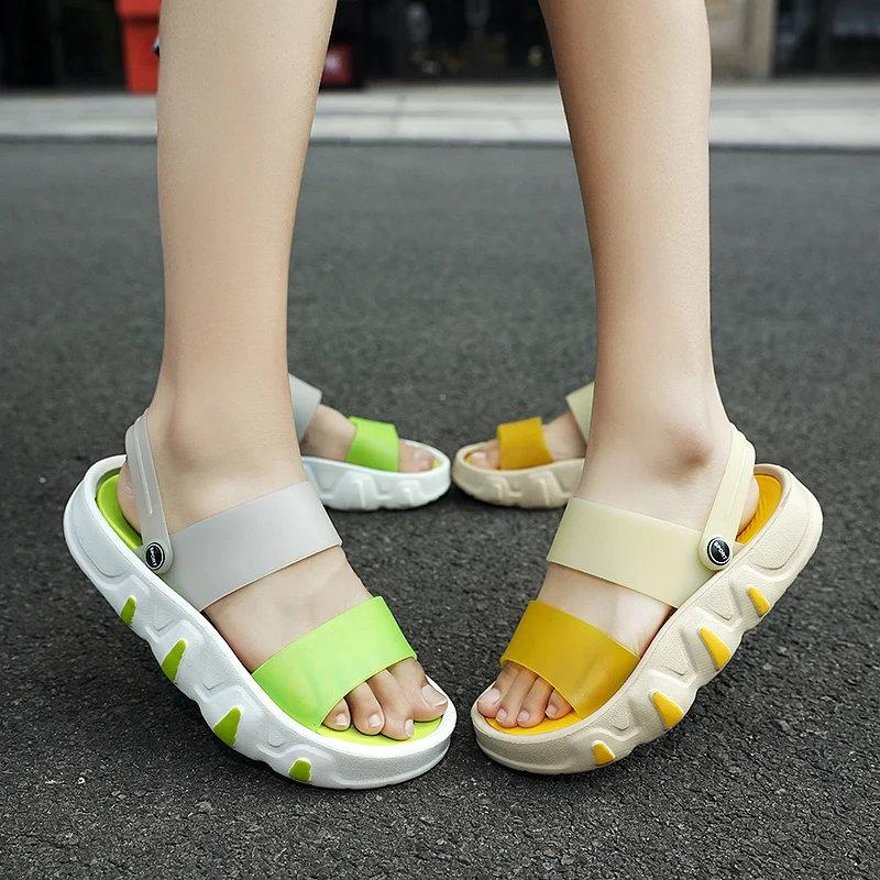 Summer Women Slippers Clogs PVC Jelly Platform Casual Shoes Beach Sandals Sides Size 36-45 Unisex Sandals Flip Flops Men Slipper