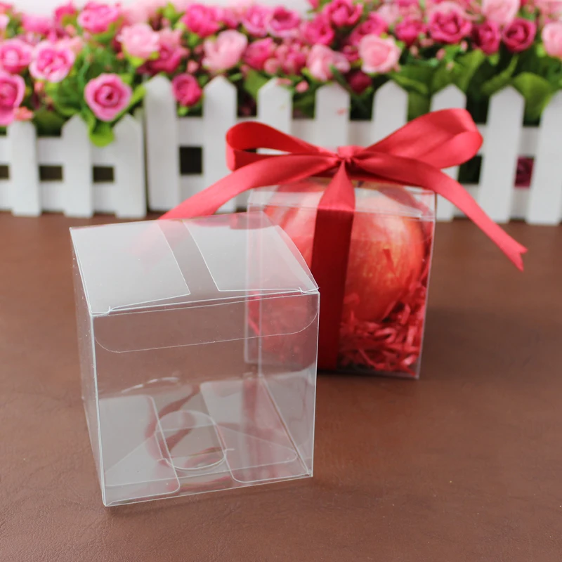 Square Clear PVC Boxes, Wedding Party Favor, Candy, Chocolate, Toys Gift Packaging Box,