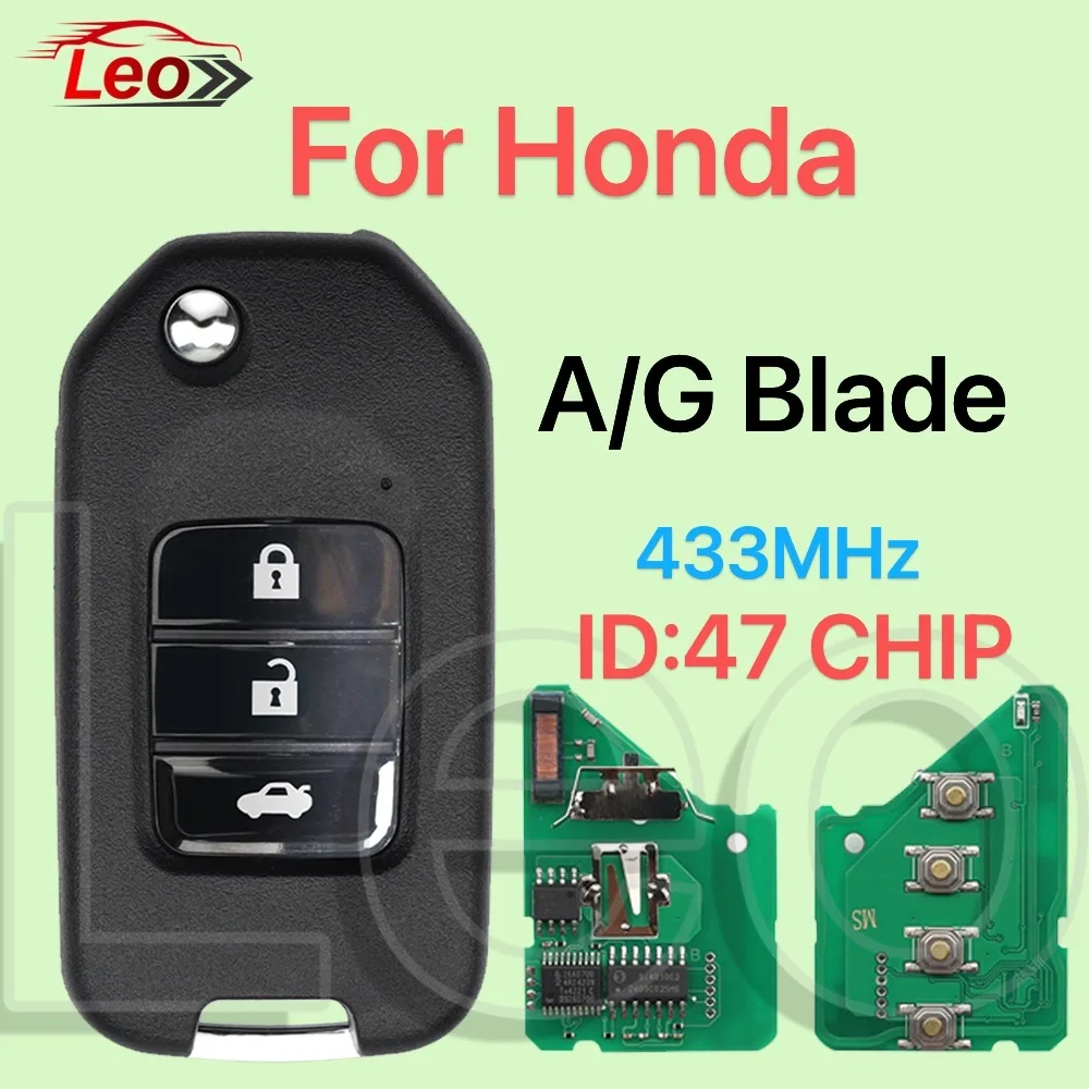 

Leo HLIK6-3T TWB1G721 Smart Flip Renmote For HONDA Accord Civic City CRV Jazz XR-V Vezel HR-V FRV 433MHz ID:47CHIP A/G Blade