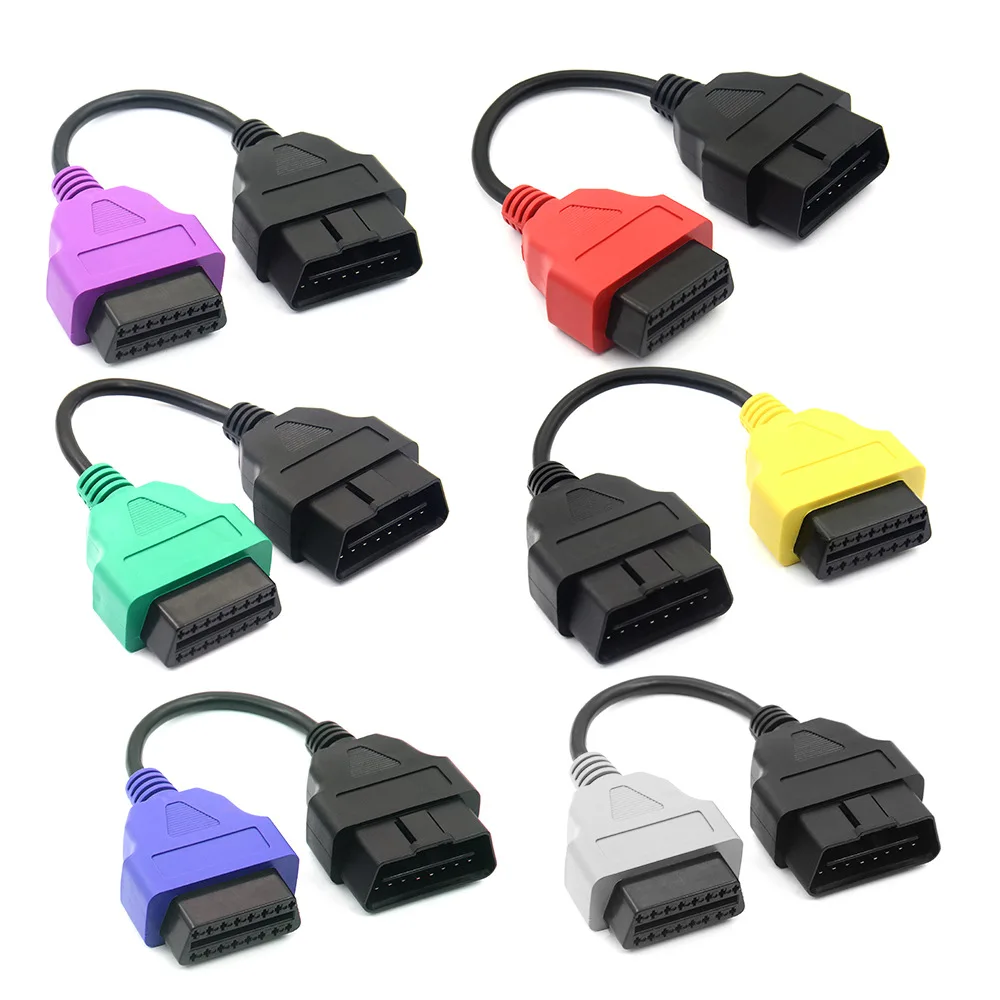 6pcs 6 Color OBD2 16Pin OBD Adapter for Fiat ECU Scannner OBD2 Connector Cable for Fiat/Alfa Romeo/Lancia ECU Scan MultiECUScan