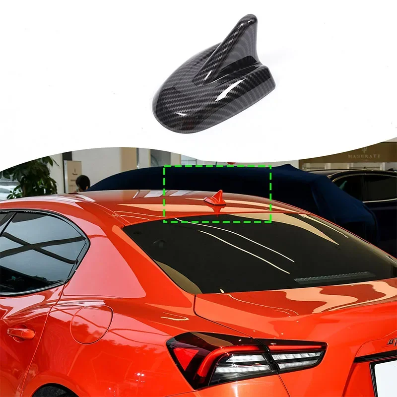 For Maserati Ghibli/Quetroporte 2017+ ABS Carbon Fiber Car Shark Fin Antenna Cover Sticker Car Exterior Accessories