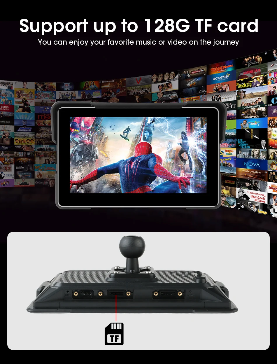 Tragbare 7 "IPX7 Wasserdichte Motorrad Navigation GPS DVR Android Auto Carplay Bildschirm für Moto Kameras Video Recorder BT Monitor – Detail 10