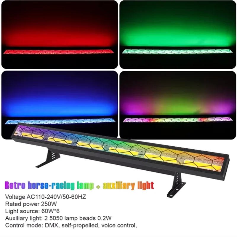 6x60W Ambra e 120 RGB LED pixel bar effetto luce DMX512 LED wash luce stroboscopica Disco DJ Party Club Bar Concerto Stage Event Show