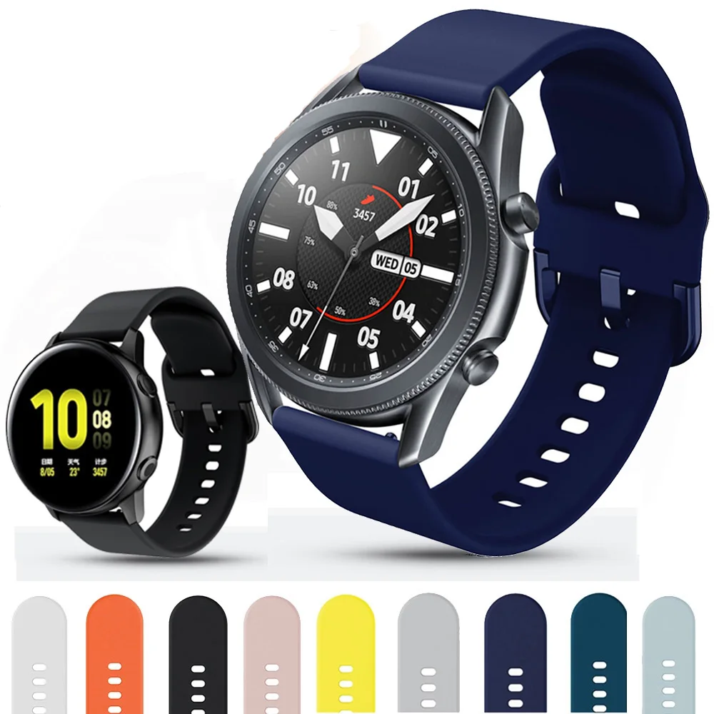 

22mm 20mm Color Buckle Strap For Samsung Galaxy Active2 40/44mm Sport Silicone Wristband For Samsung Galaxy Watch 3 41/45mm Band