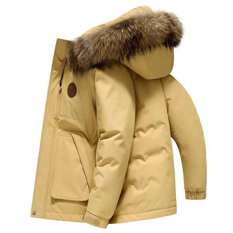 Jaqueta de pato branca masculina, casaco coreano de sopro quente, top jovem, parkas espessadas, outwear acolchoado de algodão, curto, moda, inverno, 2023