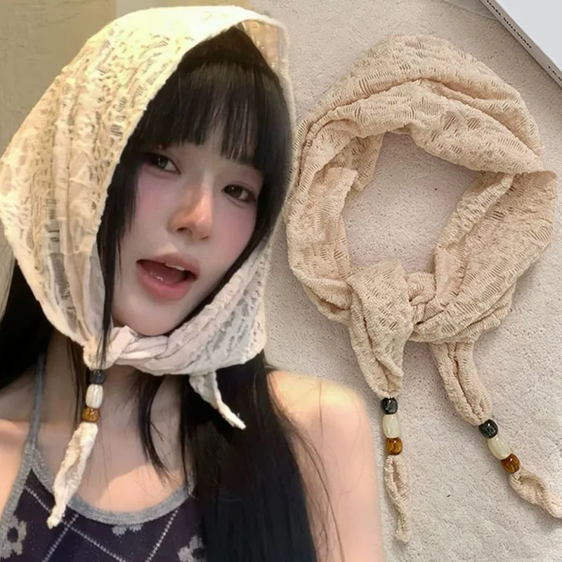 

Винтажный льняной хлопковый платок Y2K, многофункциональный треугольный мягкий декоративный пояс в стиле бохо, шарф для волос, шейный платок, повязка на голову