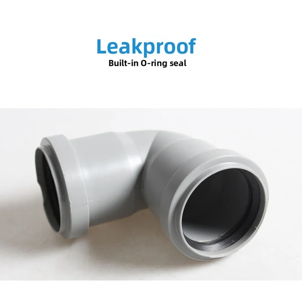 Gray 50mm 90 Degree Plastic Elbow Joint Quick Connect Fitting No Glue Bend Connector For Drain Pipe Plumbing Repair Accessories