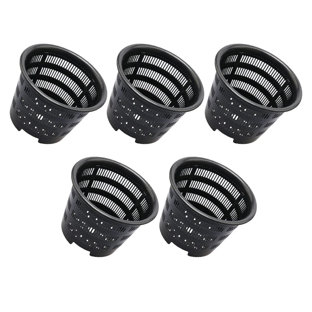 

5pcs Black Mesh Pots 5.5 Inch Plastic Plant Nursery Pots For Seedlings Garden Flower Orchid Planting Containers Drainage Holes