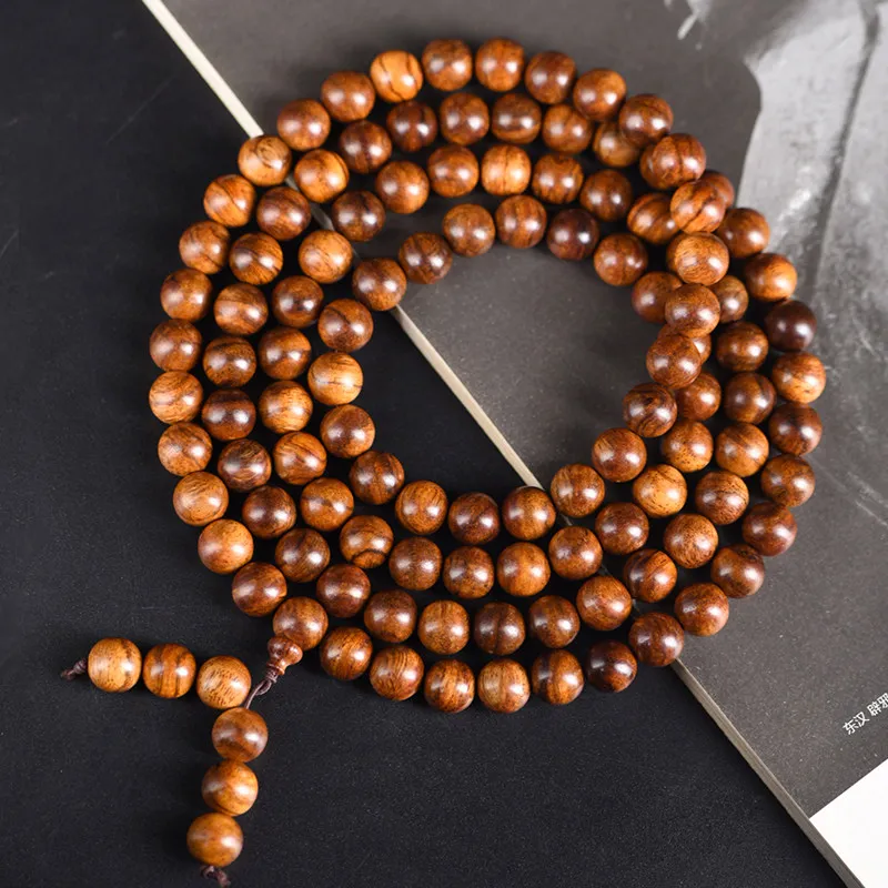 

108 Beads Hainan Huanghuali Wood Bracelet Old Dalbergia Odorifera Prayer Beads Mala for Men and Women Gifts