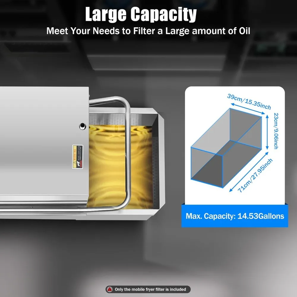 آلة تصفية المقلاة المتنقلة 55 لتر، 550 وات 110 فولت 14.53 جالونًا فاصل شاحنة عربة حشو الزيت التجارية #3