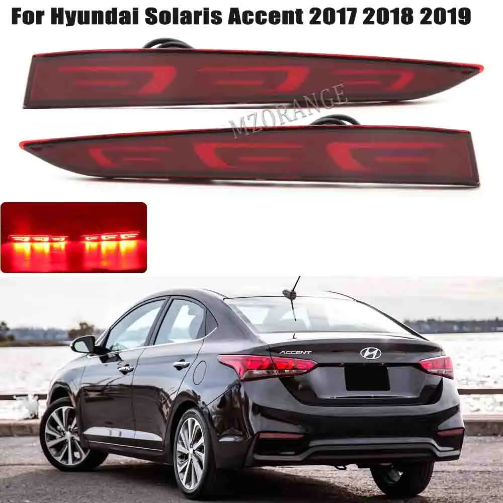 1 Pair Tail Stop Fog Turn Signal Warning Brake Lamp For Hyundai Solaris Accent 2017 2018 2019 LED Rear Bumper Reflector Light