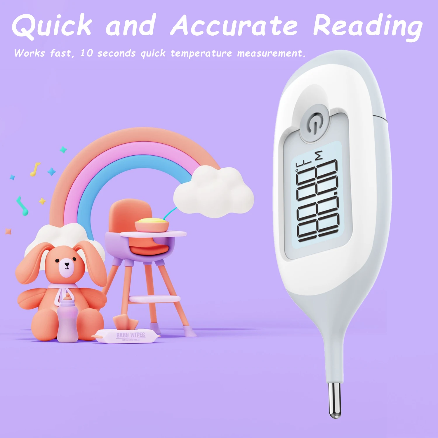 Rectal Thermometer for Animals, Fast and Accurate Digital Rectal Thermometer - Get Instant Temperature Readings in 10 Seconds