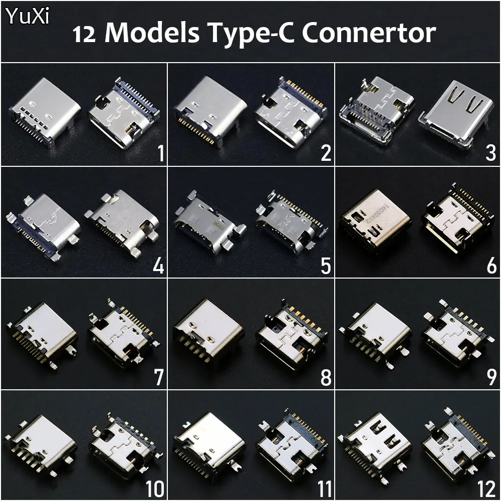 12 Models Type-C 6 12 24 Pin SMT Socket Connector USB 3.1 Female SMD DIP For Huawei Samsung Lenovo PCB Design DIY High Current